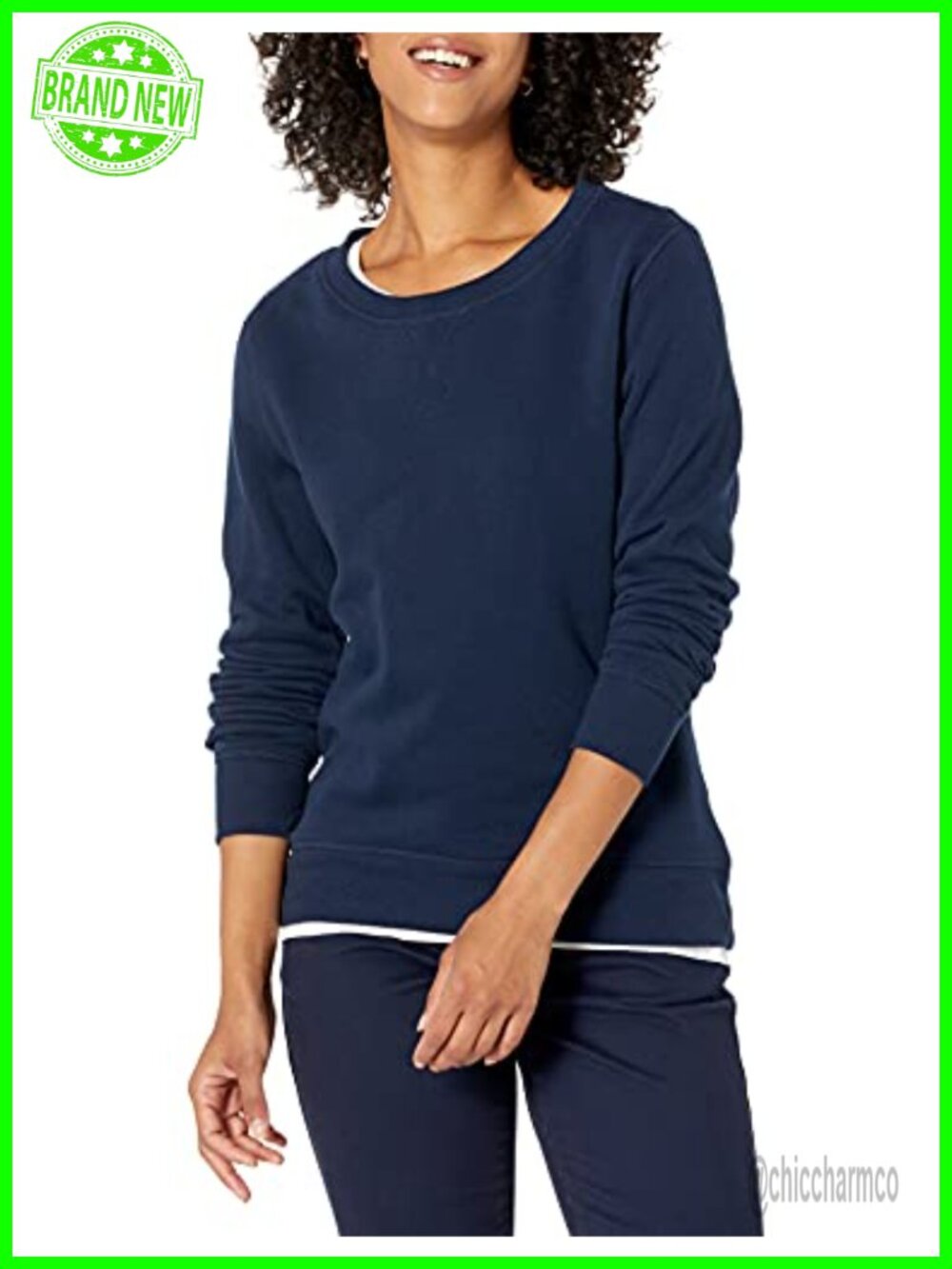 Fleece Crewneck Long Sleeve Pullover Sweatshirt Regular Fit